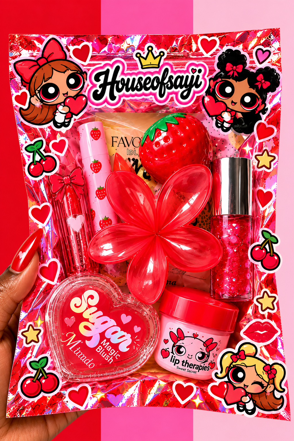 Houseofsayi red cartoon girl lip gloss bundle