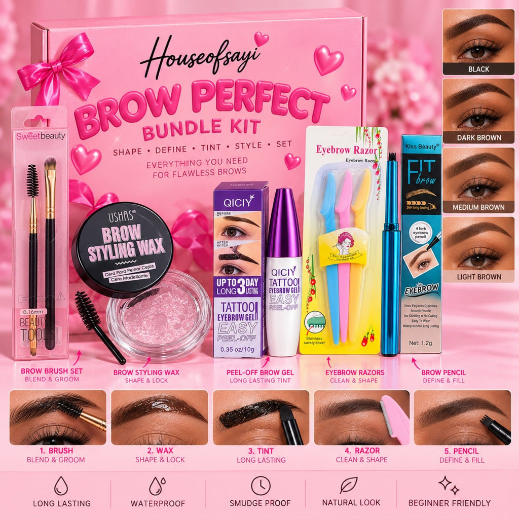 Houseofsayi Brow Perfect Bundle Kit with step-by-step eyebrow tutorial