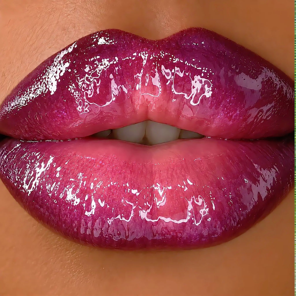Houseofsayi purple pink glossy lip look