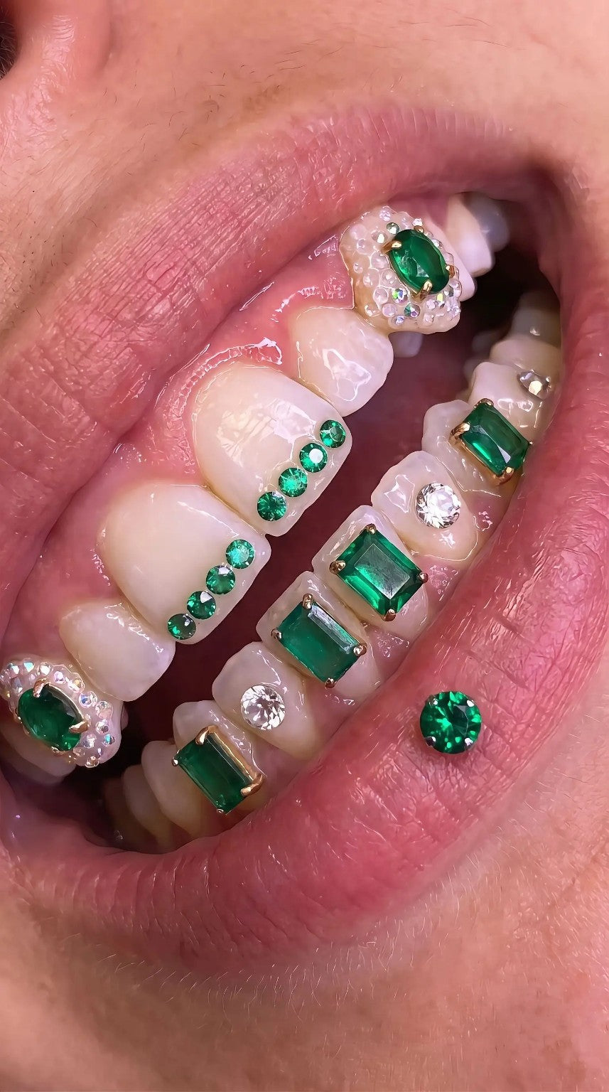 Houseofsayi green tooth gem look