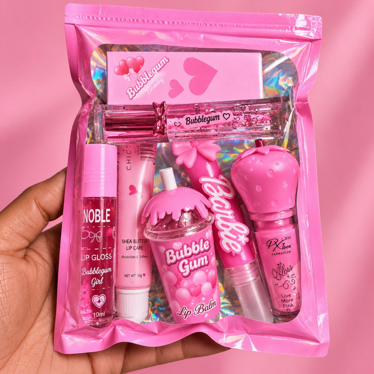 Pink 7-Piece Kawaii Surprise Color Lip Gloss Bundle | Houseofsayi